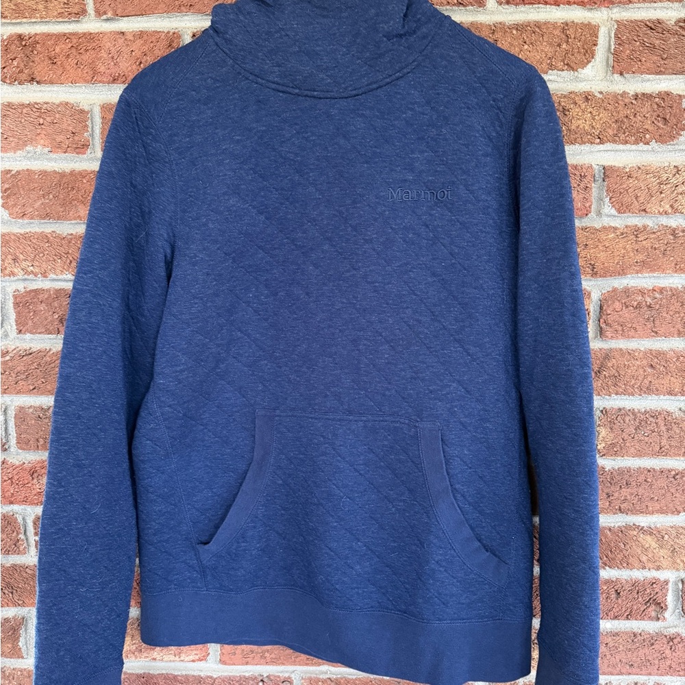 Marmot Navy Quilted Pullover Hoodie. Size Small.